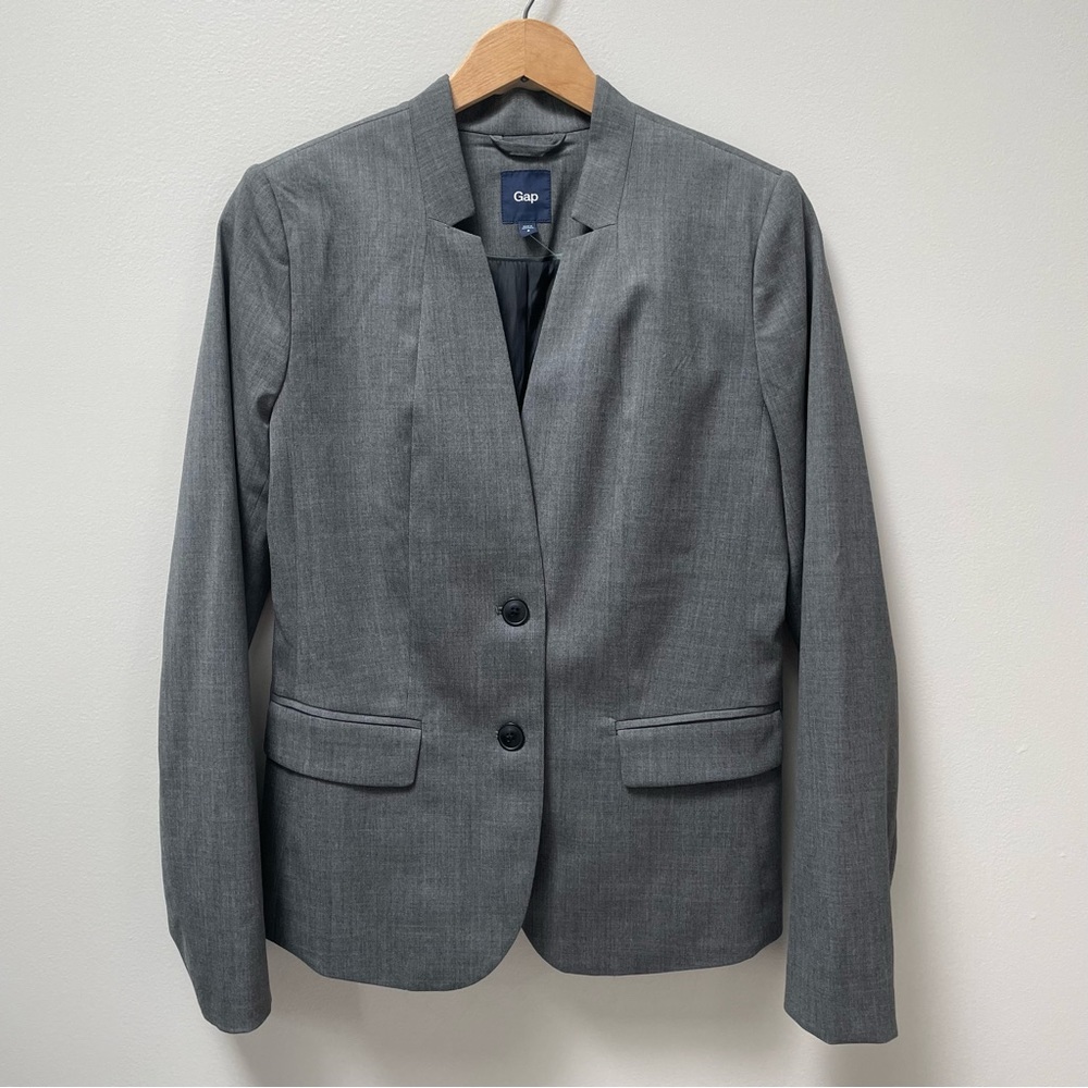 NWT Gap Blazer, collarless/notched collar, gray, size 4